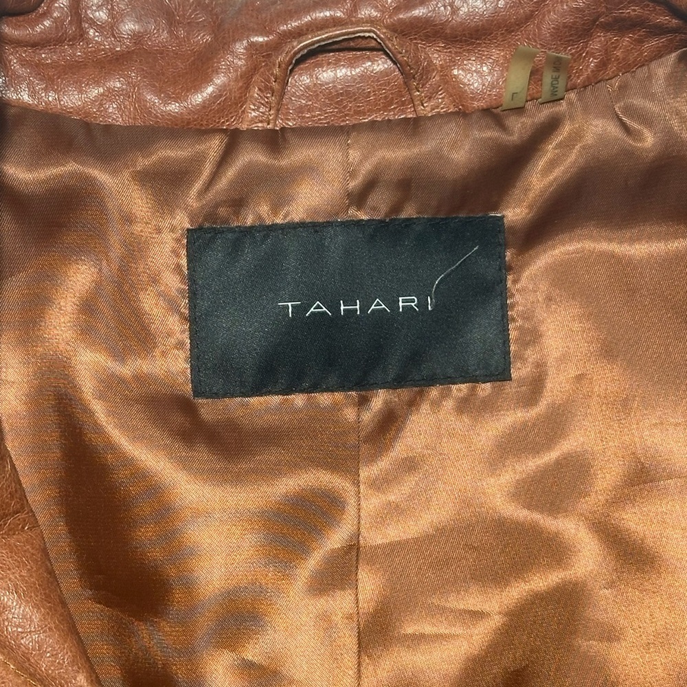 Tahari Women's Dark Burnt Orange Lamb Leather Jacket Medium - Picture 9 of 11